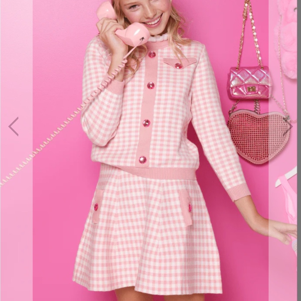 Lola and the Boys Gingham Gem Sweater Set size 8